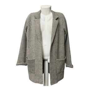 Sincerely Jules Women’s Chevron Black/Gray Soft Open Front Sweater Pockets SZ L